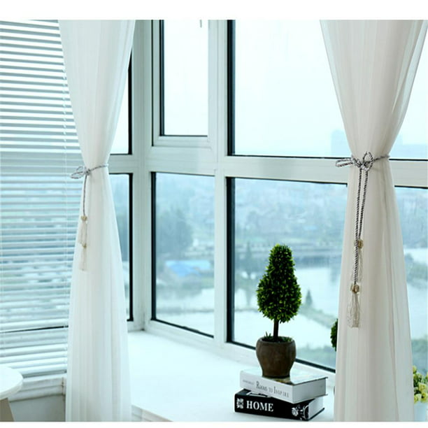 Cortinas bncas transparentes para ventana, gasa, gasa, tul, cortinas,  separador de habitaciones con ojales 150x250cm-con Sunnimix Cortina de ventana  transparente