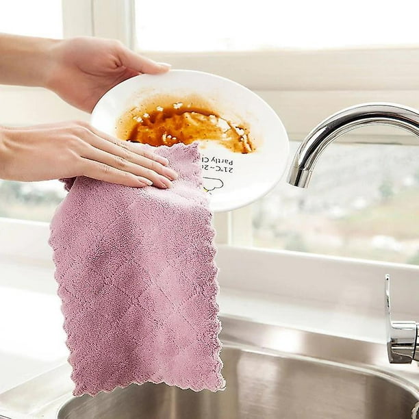 5 uds toalla de microfibra absorbente paño de limpieza de cocina paño  antiadherente para platos de aceite paño de trapo ShuxiuWang 9024735609032