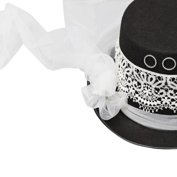 mujer Top Hat encaje decoración velo disfraz sombrero, Hat negro Hallow Sunnimix sombreros de copa de las mujeres | Bodega Aurrera en línea