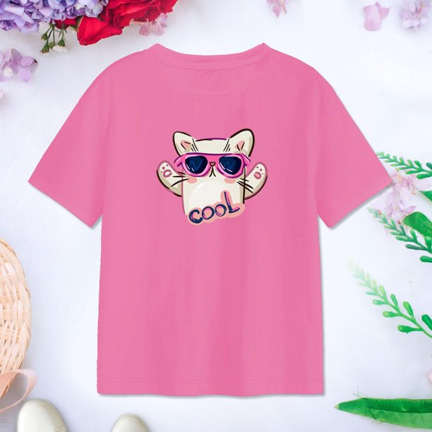 Camiseta negra cuello redondo niña dibujos animados camiseta de té verano  estampado casual ropa infantil bonita camiseta de manga corta divertida  camiseta monocolor camiseta para niños para niñas: : Moda