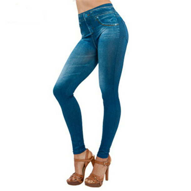 Puntoco Mujer Pantalones de mezclilla Bolsillo Slim Leggings Fitness Tallas  grandes Leggins Longitud Jeans Puntoco Puntoco-3421