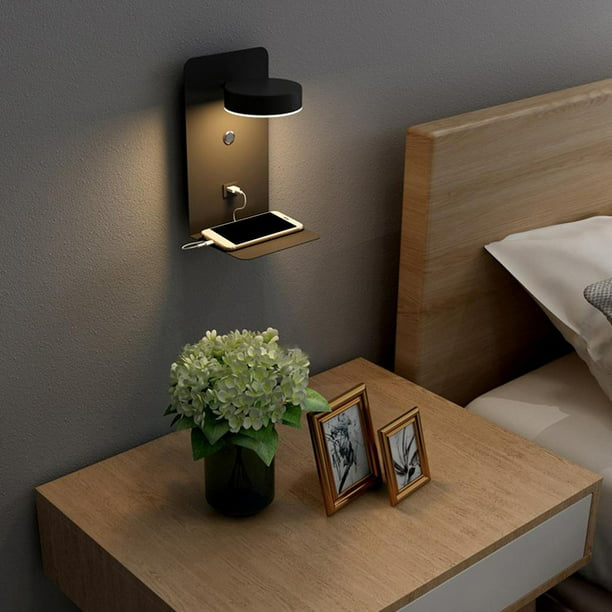 Aplique de pared regulable con luz de pared LED USB, enchufe para  dormitorio, lámpara de pared para dormitorio, luz de pared para dormitorio,  luz de