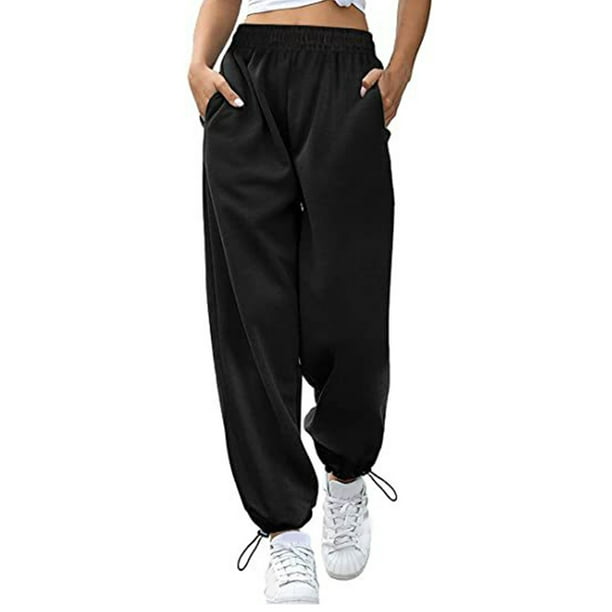 Pantalones de jogging de piernas anchas, pantalones de mujer de cintura  baja con cordón, pantalones deportivos compactos y ligeros