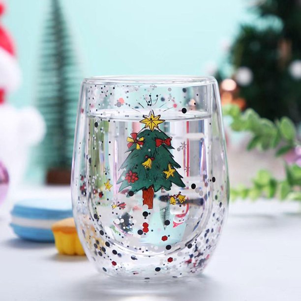 Taza de navideña con tapa para nieve 10 (300 ml) Taza de café irrompible  árbol de Navidad para Soledad taza de café transparente