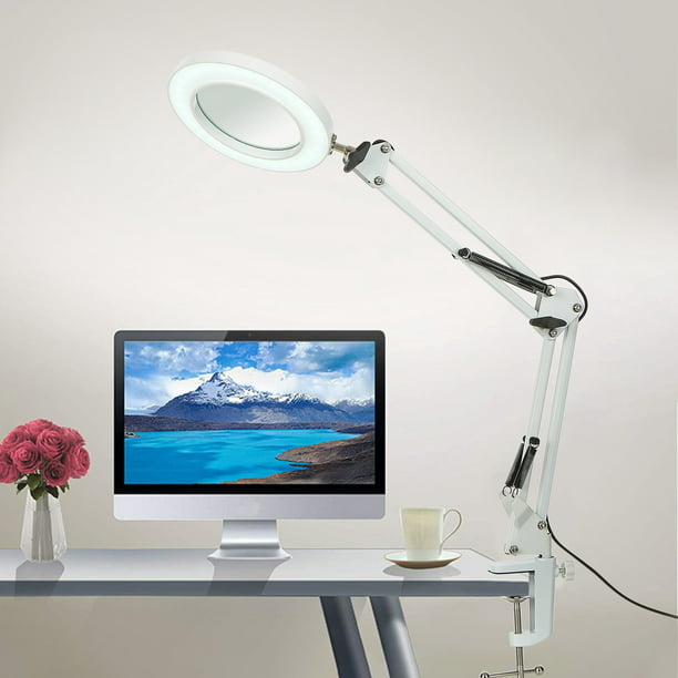 Lámpara de aumento, luz flexible con clip para escritorio, lupa para leer y  reparar, lámpara de escritorio lupa iluminada con abrazadera de luz LED