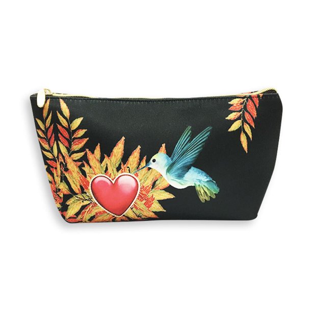 Bolso de maquillaje con estampado de corazón cuadrado