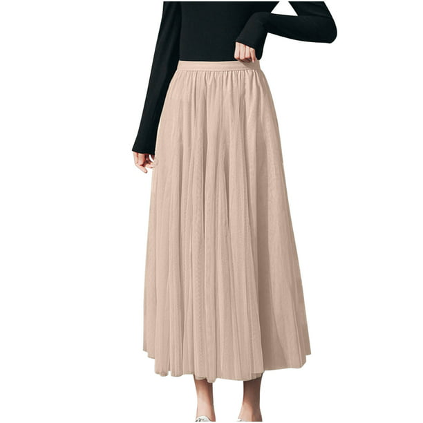 Faldas Para Mujer Moda Sólida Faldas Florales Para Mujer Falda Plisada de Cintura Alta de Malla Odeerbi ODB137325 | Bodega Aurrera en
