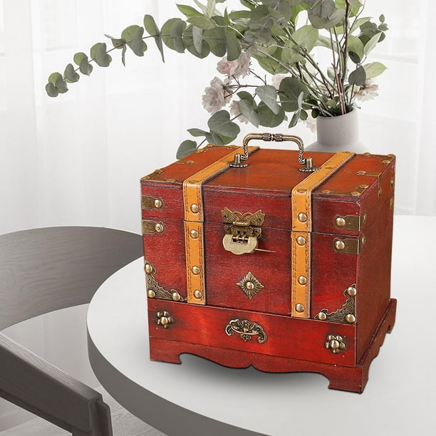 Joyero de madera con espejo, joyero de madera clásica, caja de  almacenamiento de joyas, caja de almacenamiento, organizador de joyas con  cajón