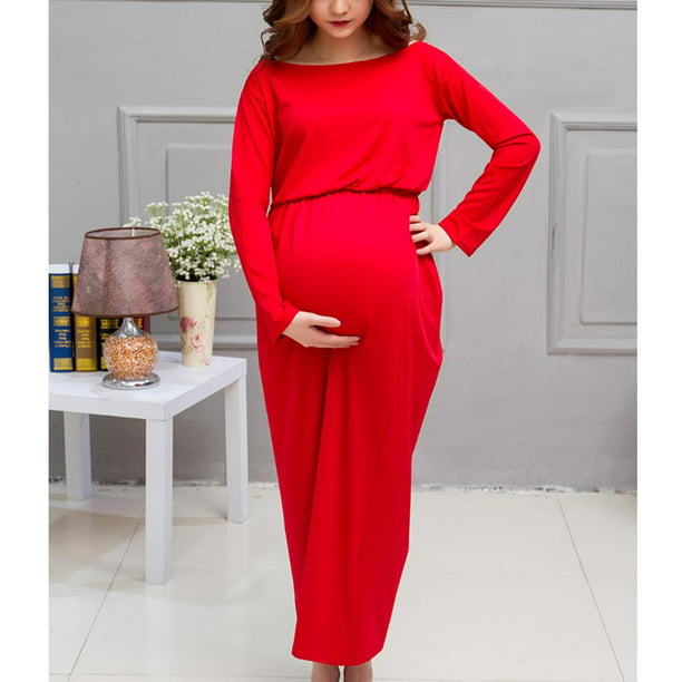 1x de Mujer Diseño Elástico de de Estómago Ropa Premamá rojo Soledad Vestido de maternidad | Bodega Aurrera en