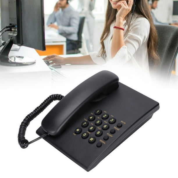  Teléfono con cable, teléfono con cable para el hogar Teléfonos  fijos con pantalla LCD, teléfono de escritorio, teléfono de la casa, para  el hotel de oficina en casa (negro) : Productos