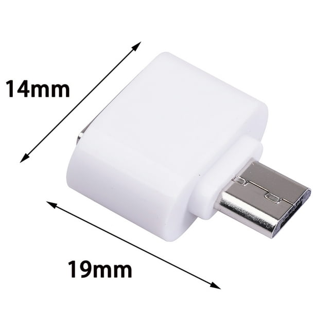 Adaptador de cable micro USB Convertidor USB 2.0 a USB OTG para mouse  (blanco 2 piezas)
