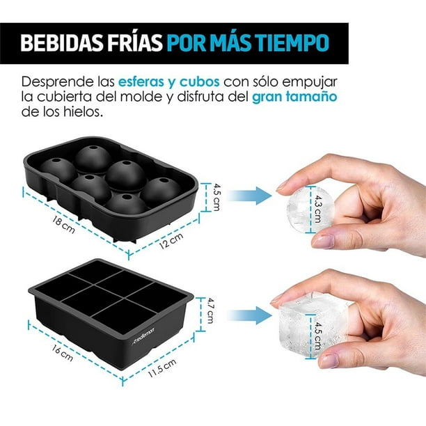 Molde para Hielo de Silicón Redlemon en Forma de Esferas y Cubos (2  piezas), Libres de BPA, Resistentes