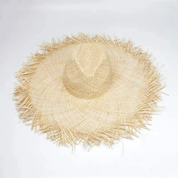 Sombreros de paja hechos a mano para mujer, gorros de Sol de ala ancha  grande, de rafia Natural de alta calidad, para playa, Panamá, para  vacaciones, nuevos