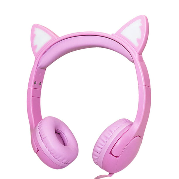 Auriculares inalámbricos Bluetooth para niños, con orejas de gato, con  Bluetooth, inalámbricos/con cable, limitación de volumen, luz LED,  auriculares