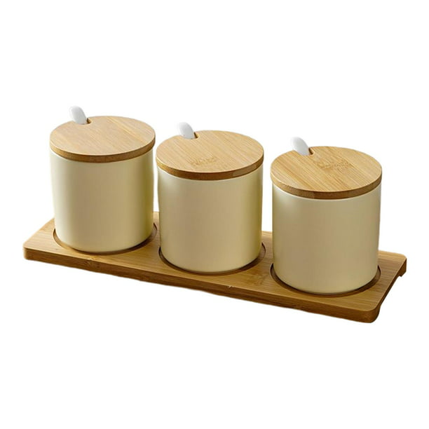 Mikinona 1 juego de cerámica azucarera salero tarro de cerámica tarro de  sal hogar recipiente de alimentos contenedor de grano de café tarro de  azúcar