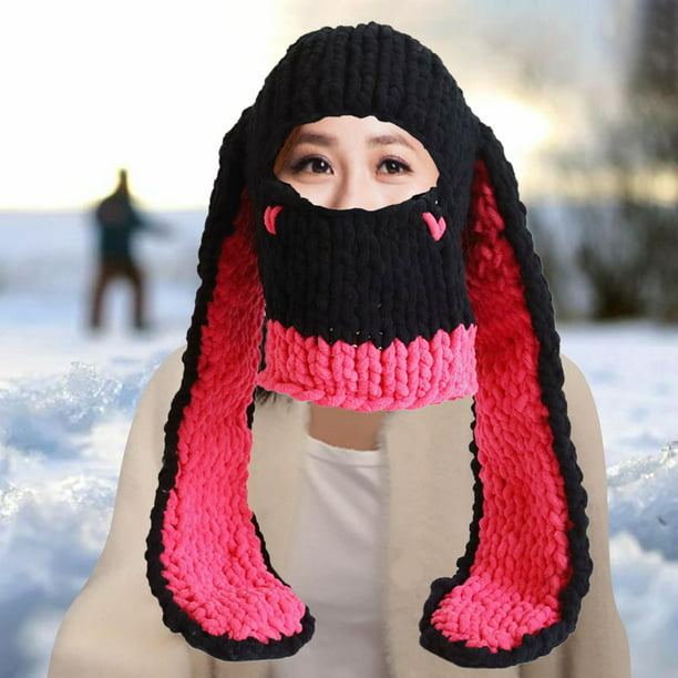 Gorro de punto cálido para mujer, gorros de esquí de lana y nieve