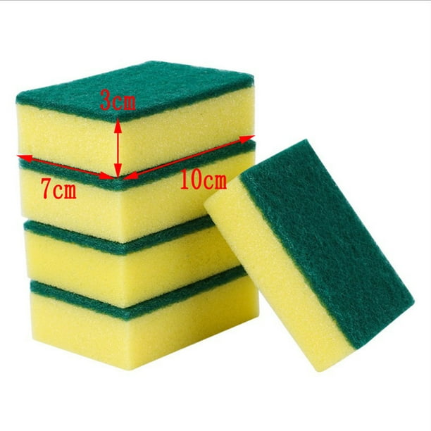 Esponja de limpieza de 6 piezas, esponja de paleta de madera compuesta  absorbente, esponja de limpieza para fregar, bandeja para fregar (rosa)