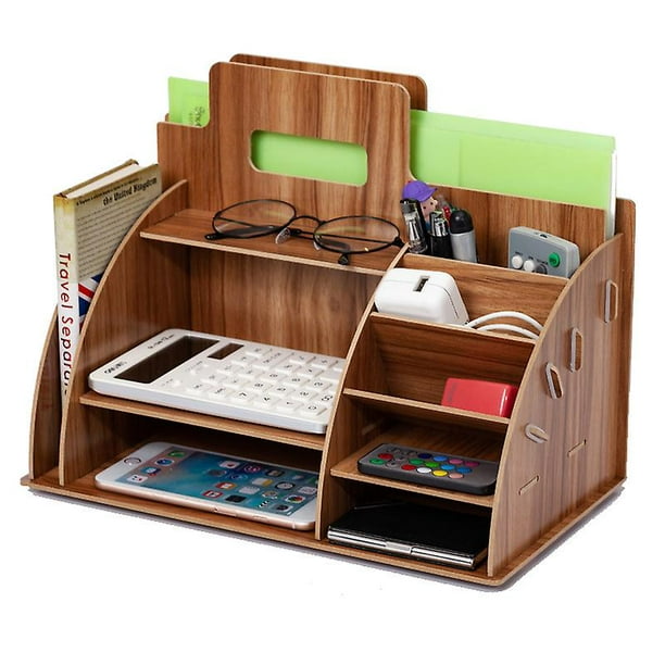 Organizador de escritorio madera con asa