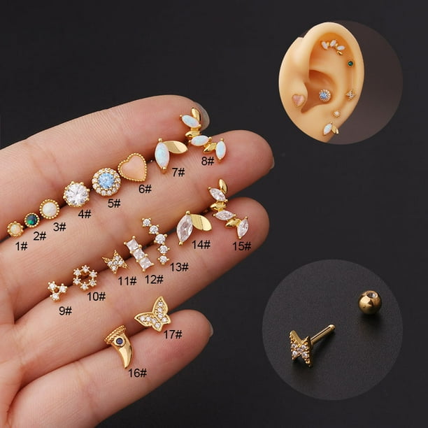 Aretes Para Hombre Mujer Oro 14k Chapado Pendientes Cuadrados Cz