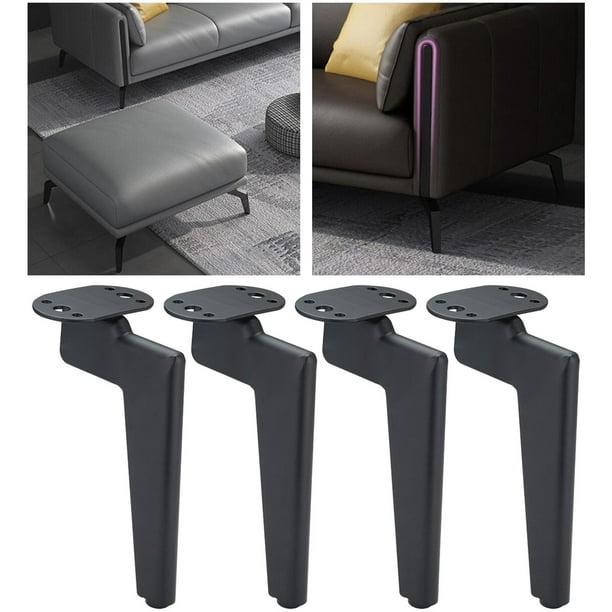 IBOWZ Patas de sofá para muebles, patas negras antideslizantes, patas  gruesas para cama de muebles, tubo de acero audaz de 0.984 x 1.969 in,  patas de
