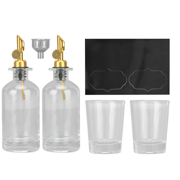 Dispensador de enjuague bucal de vidrio, botella de vidrio multifuncional  de 350ML con boquilla vertedora para aceite de oliva, baño y cocina