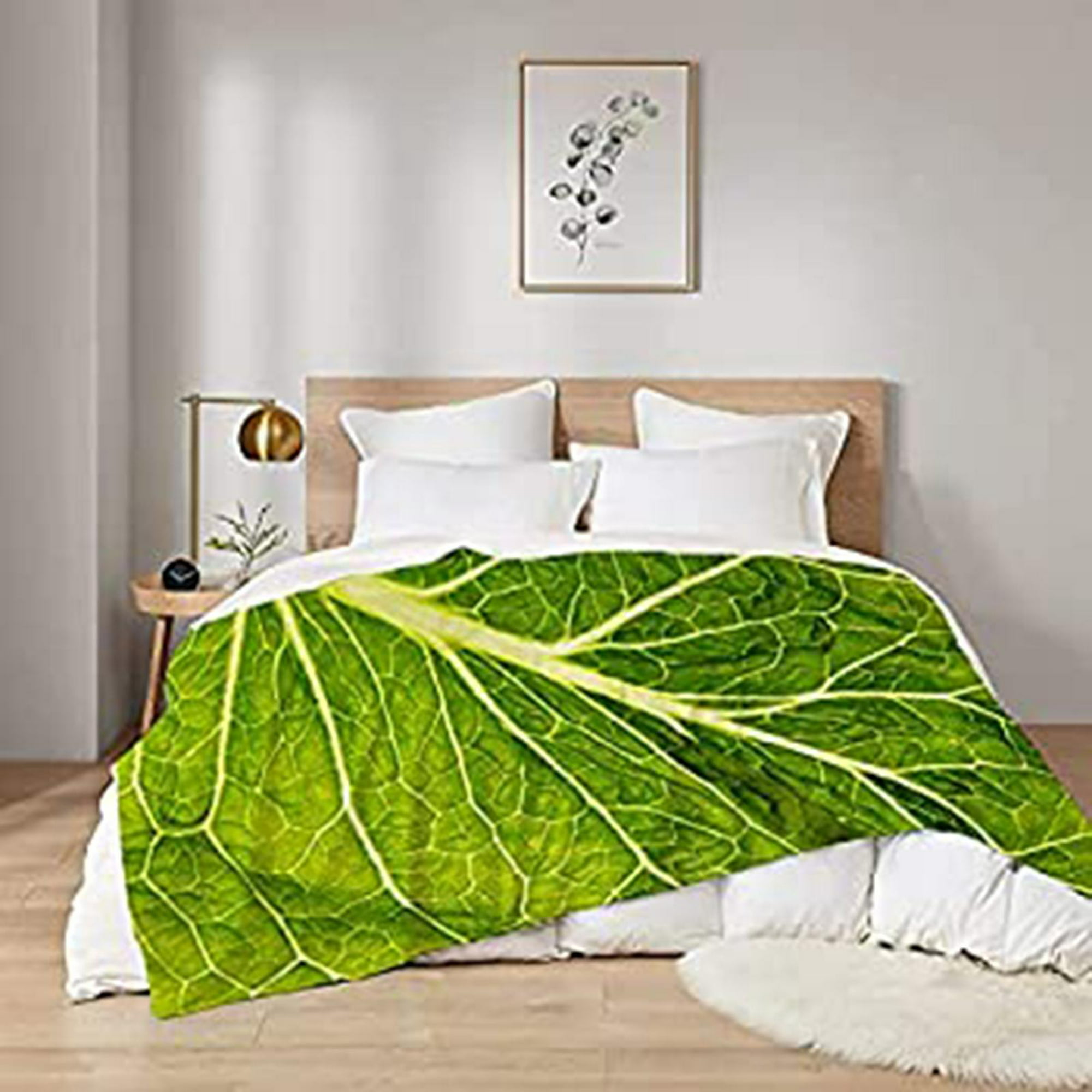 Manta de franela en forma de hoja para sofá, Manta grande de hojas