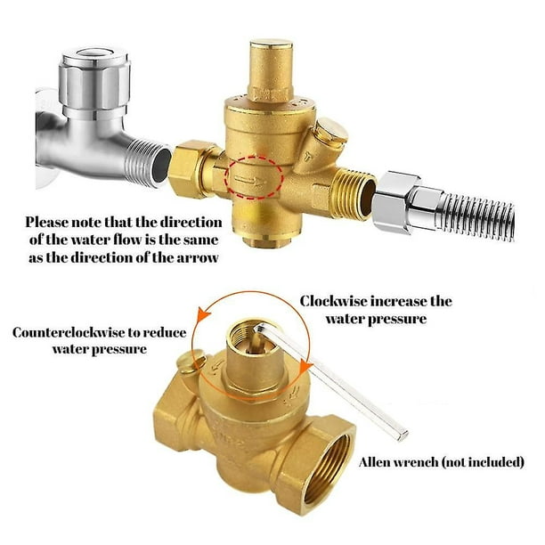 Regulador de presión, regulador de presión de agua de latón DN25 ajustable,  reductor de presión de agua con medidor de calibre