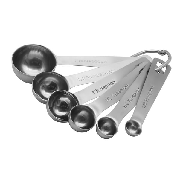 Newk Juego de 6 cucharas medidoras, herramientas de medición de cocina de  metal de acero inoxidable para ingredientes secos y líquidos: 1/8