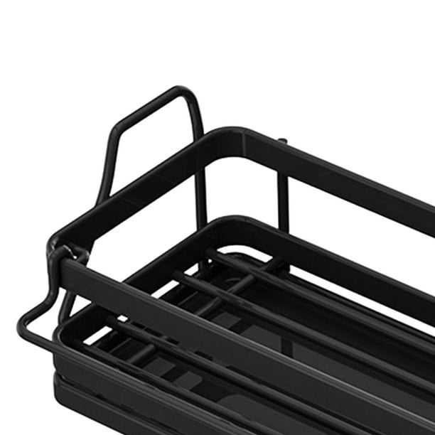 Soporte adhesivo negro para fregadero de cocina, organizador de fregadero  de cocina que ahorra espacio con bandeja de drenaje automático y soporte