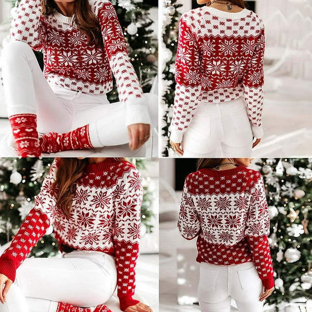 Puntoco Suéter Mujer Invierno Cuello Alto Manga Larga Punto Suelto Jersey  Suéter Top Navidad Liquida Puntoco Puntoco-928