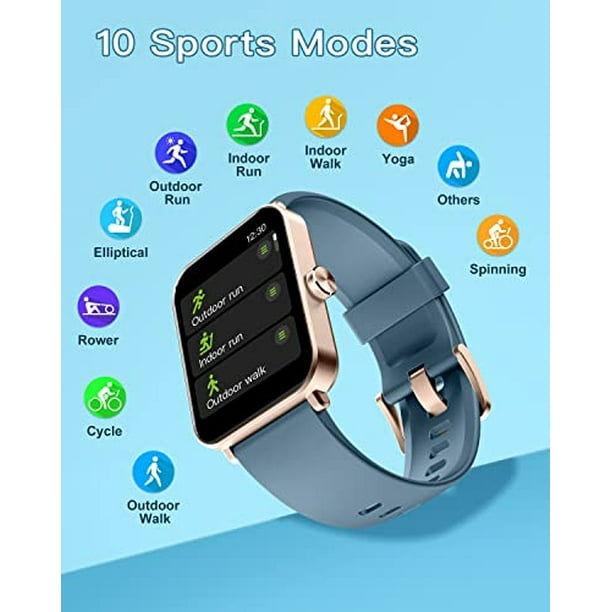 Reloj inteligente con rastreador de fitness para teléfonos Android/iOS,  pantalla táctil completa de 1.69 pulgadas con monitor de frecuencia  cardíaca