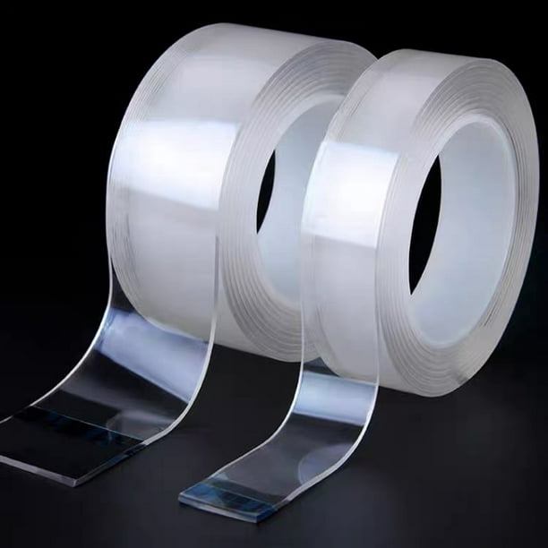 HitLights Cinta de doble cara resistente, cinta de montaje transparente  impermeable, cinta adhesiva transparente fuerte para decoración de pared de