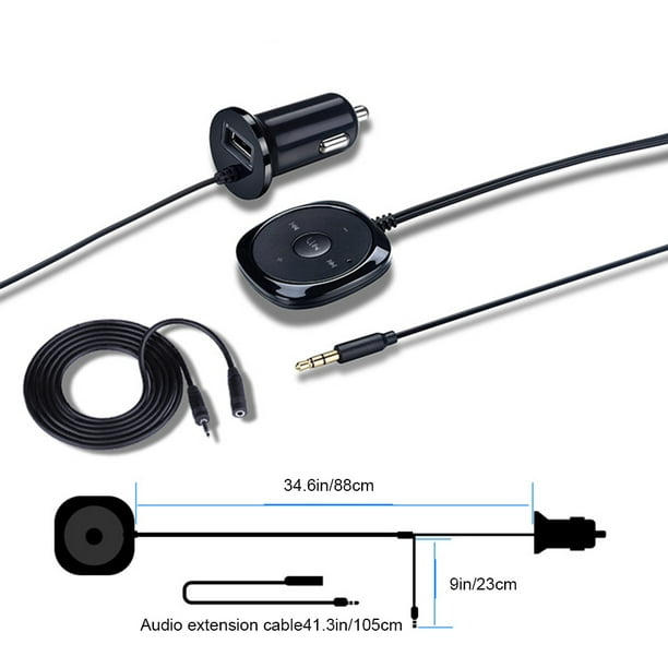 Receptor Bluetooth A Entrada Auxiliar Auto Micrófono Manos Libres Estereo
