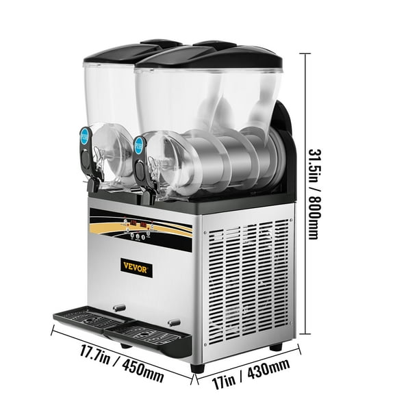 Máquina comercial de granizados, 3LX2 Tank Slush Drink Maker, 370W Máquina  de bebida congelada, Slush Máquina de bebida congelada con limpieza