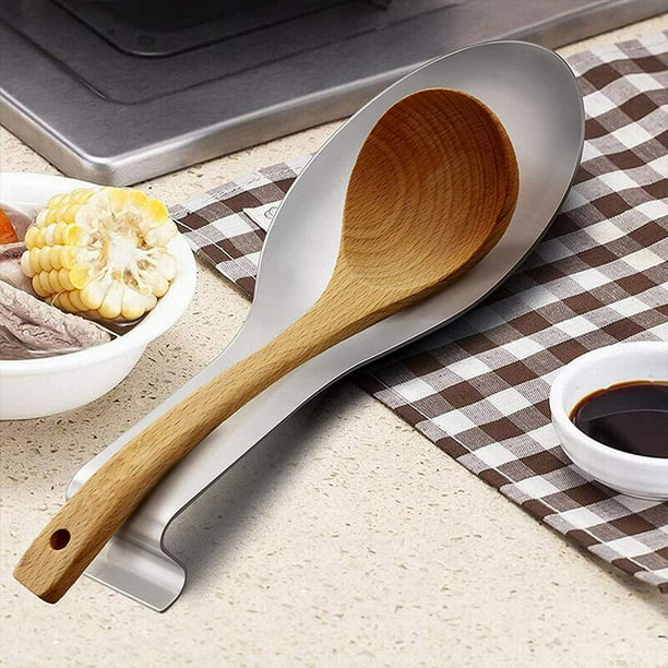 Soporte para cucharas, bandeja de goteo de porcelana para múltiples  utensilios, soporte grande para cocina y cuchara grande para estufa,  soporte