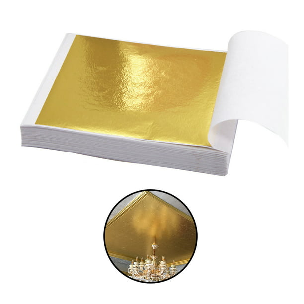 Matsuzay 100 Uds. Hoja de papel de aluminio para pared de oficina en casa,  caja de regalo de papel de cobre dorado DIY, artesanías, decoración dorada  Artesanía papel de aluminio dorado Matsuzay