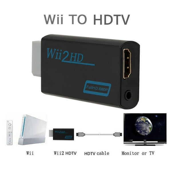  Adaptador HDMI Wii 3 en 1 Adaptador Wii a HDMI para Smart TV +  Cable de alimentación Wii Adaptador de CA + Cable HDMI de alta velocidad de  5 pies compatible