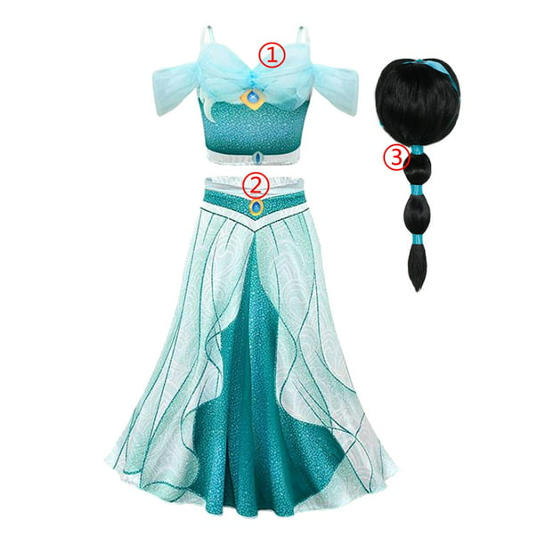 Cosplay para niños adultos Aladdin Jasmine Princess Party Disfraz
