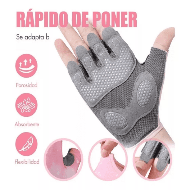 Guantes Gym Tacticos Pesas Crossfit Gimnasio Mujer Hombre Rosa S