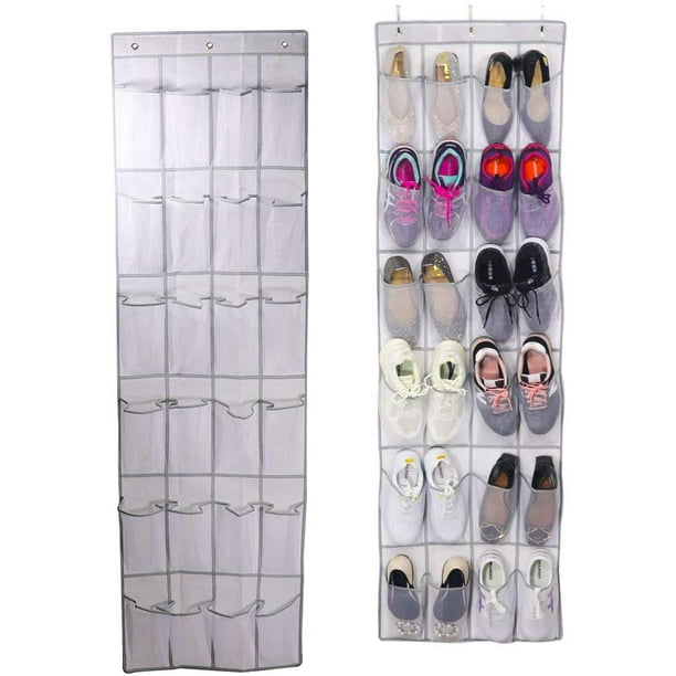 Organizador de zapatos, organizador de zapatos para colgar sobre la puerta  del armario, soporte de almacenamiento de zapateras con 24 bolsillos