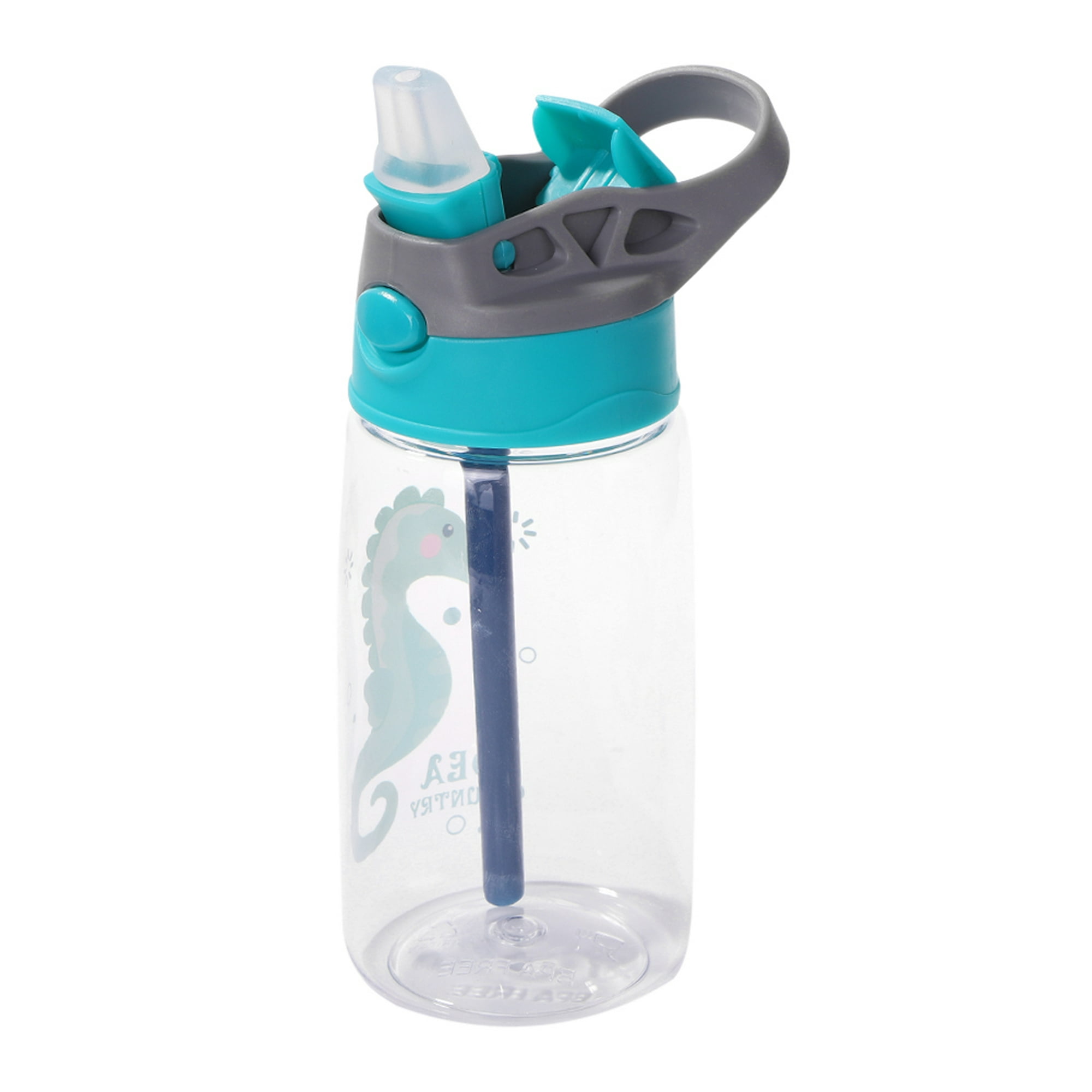 Botella de agua para niños de 480 ml Taza de paja de viaje de verano de  dibujos animados lindo para niños (verde) Likrtyny Libre de BPA