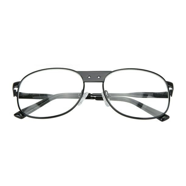 Gafas redondas de metal retro con montura de lente transparente sin receta  médica para mujeres y hombres, Negro