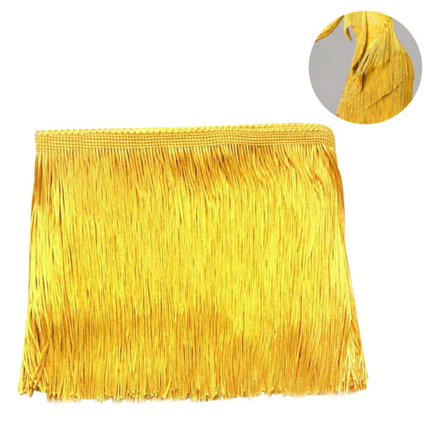 Borde de flecos dorados con borlas, borde de costura, 6 pulgadas de ancho,  10 yardas de largo, para accesorios de ropa, vestido de boda latino