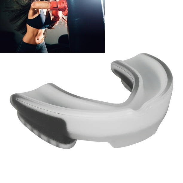Protector bucal de boxeo, resistencia a los golpes, absorción de golpes,  protector bucal atlético de EVA para boxeo y fútbol (negro blanco)