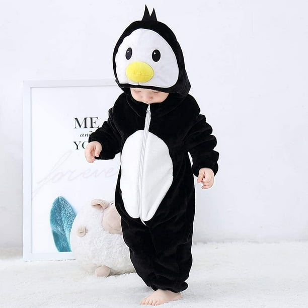 Disfraz de pingüino lindo para bebé Mono blanco y negro con capucha de  felpa, Mode de Mujer