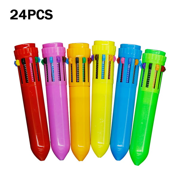 bolígrafos retráctiles bolígrafo multicolor bolígrafo de oficina  suministros de papelería escolar color al azar 10 en 1 24 Piezas Inevent  EL000172-00