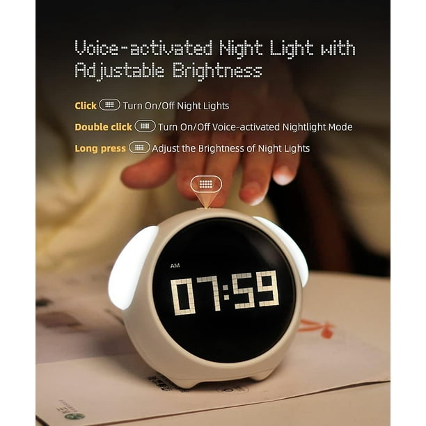 Reloj Despertador Infantil Con Temperatura Y Luz Nocturna