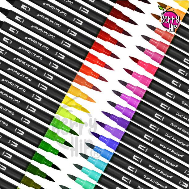 Marcadores de doble punta 60 colores plumones punta pincel