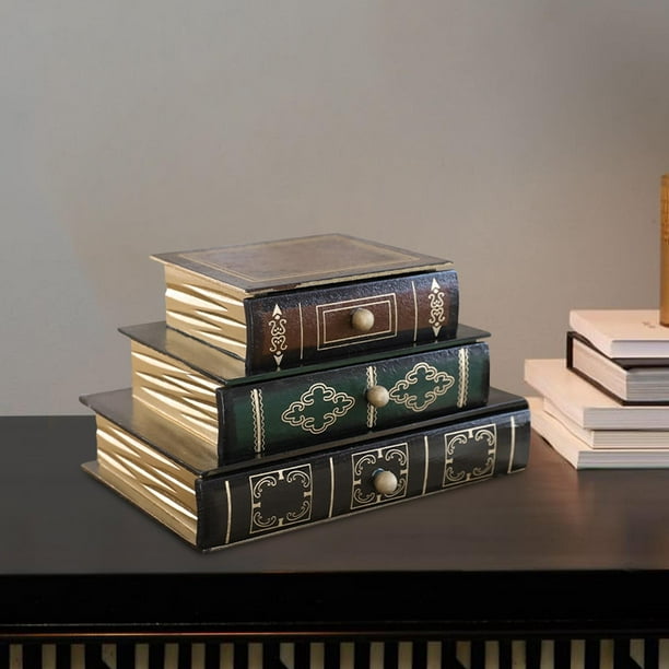 Caja de almacenamiento de madera con forma de libro, cajas decorativas para  libros, decoraciones de libros antiguos, decoración del hogar, accesorios