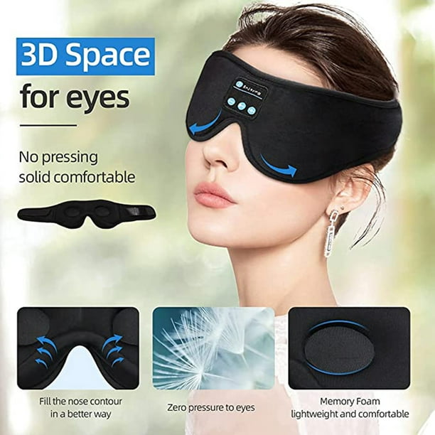 Auriculares para dormir, diadema Bluetooth, diadema para dormir, diadema  inalámbrica de 10 horas, máscara de ojos con música y audífonos cómodos  para